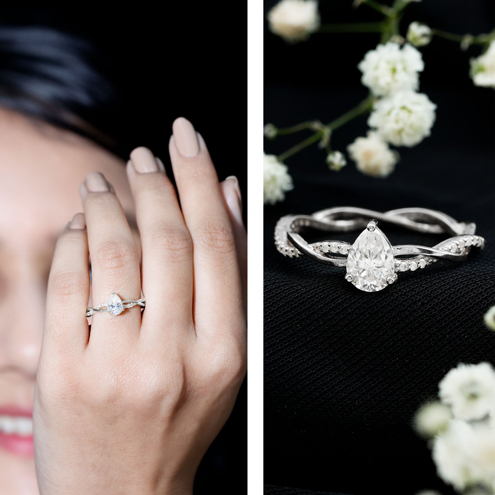 Rosec Jewels-Lab Grown Diamond 5X7 MM Pear Shaped Engagement Ring