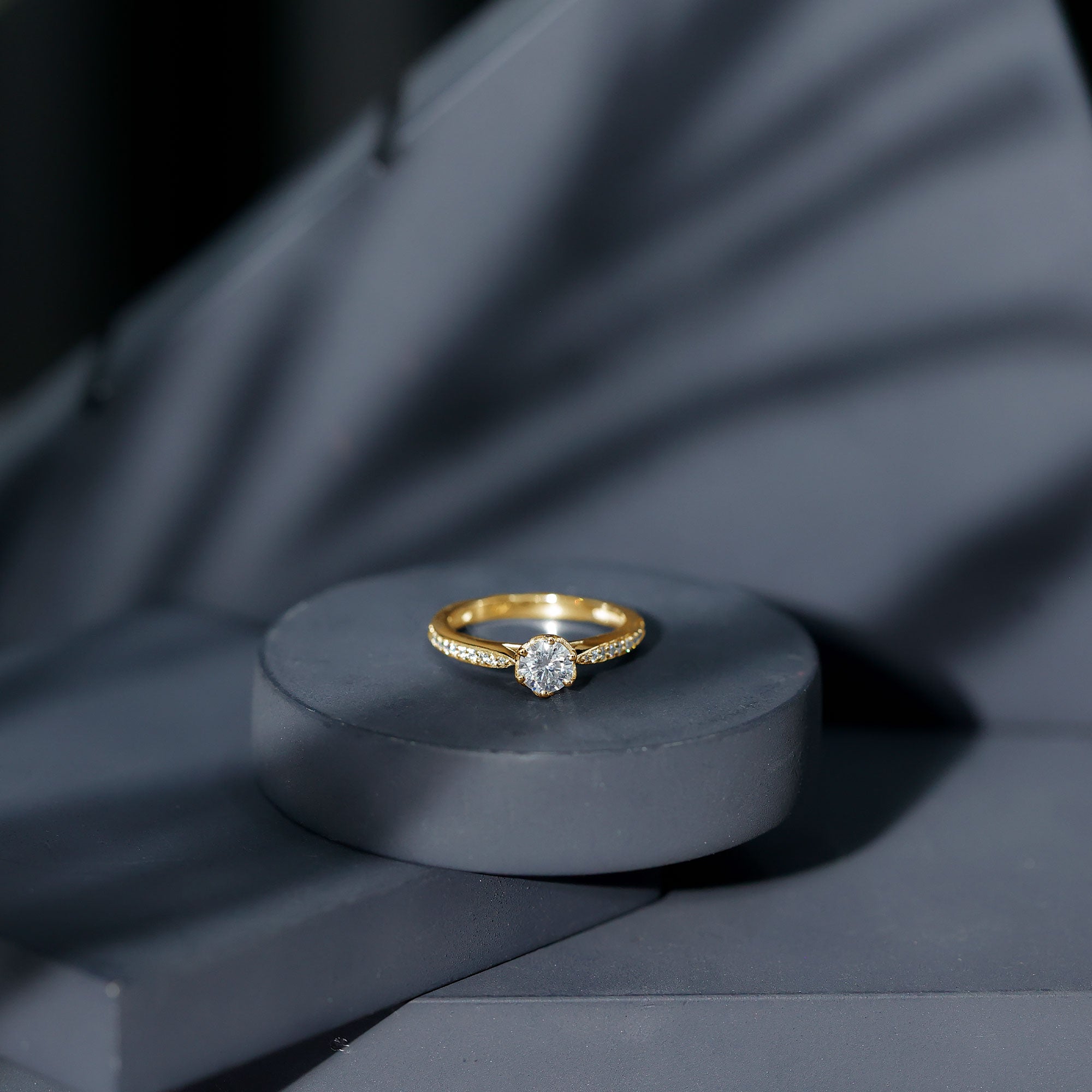 Rosec Jewels-Lab Grown Diamond Solitaire Engagement Ring with Side Stones