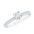 5MM Lab Grown Diamond Engagement Ring With Side Stones Lab - ( EF-VS ) - Rosec Jewels