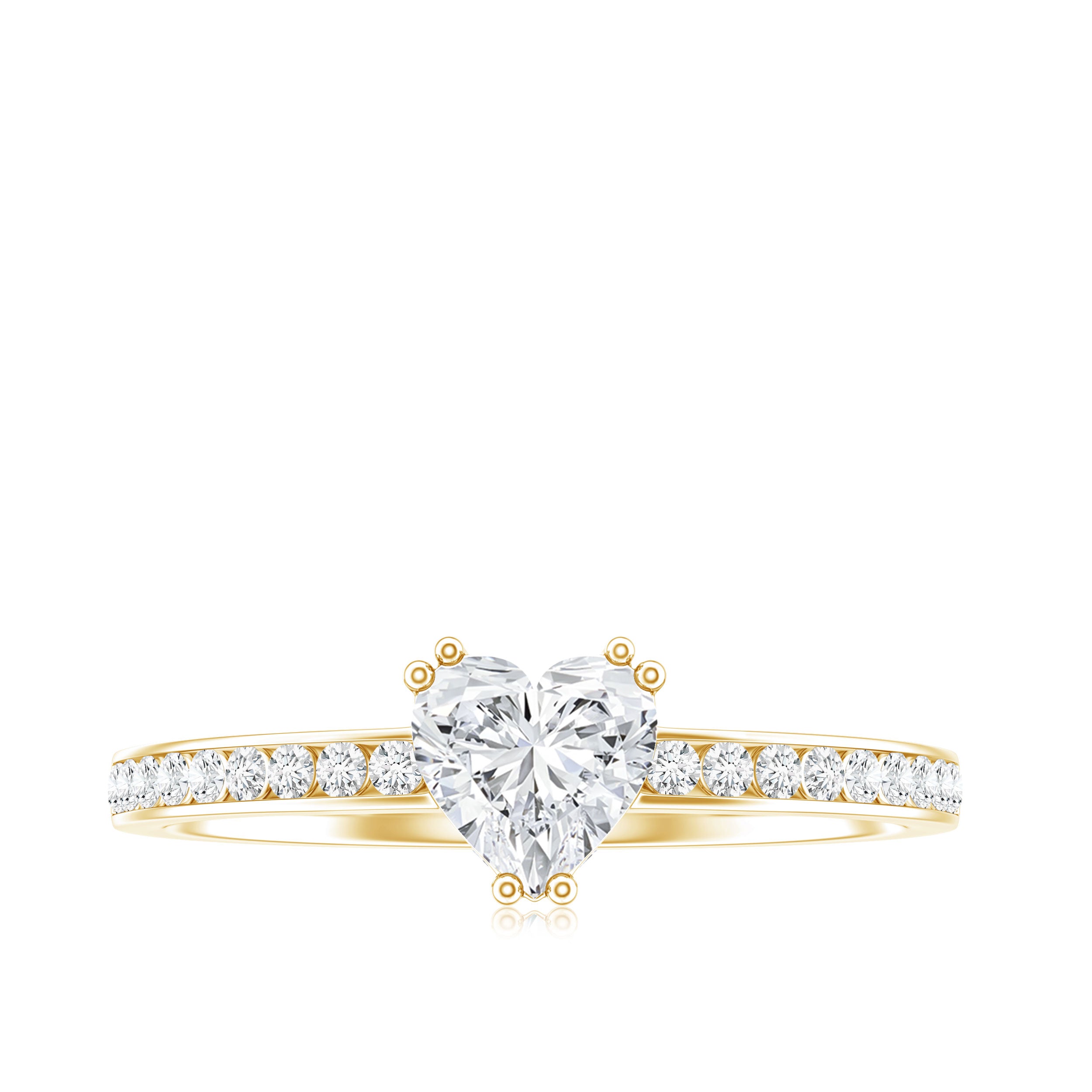 Rosec Jewels-Lab Grown Diamond 5 MM Heart Engagement Ring With Side Stones