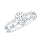 Rosec Jewels-Lab Grown Diamond 5X7 MM Oval Shaped Double Band Engagement Ring