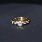 Certified Lab Grown Diamond 5X7 MM Teardrop Double Band Engagement Ring Lab - ( EF-VS ) - Rosec Jewels