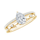Certified Lab Grown Diamond 5X7 MM Teardrop Double Band Engagement Ring Lab - ( EF-VS ) - Rosec Jewels