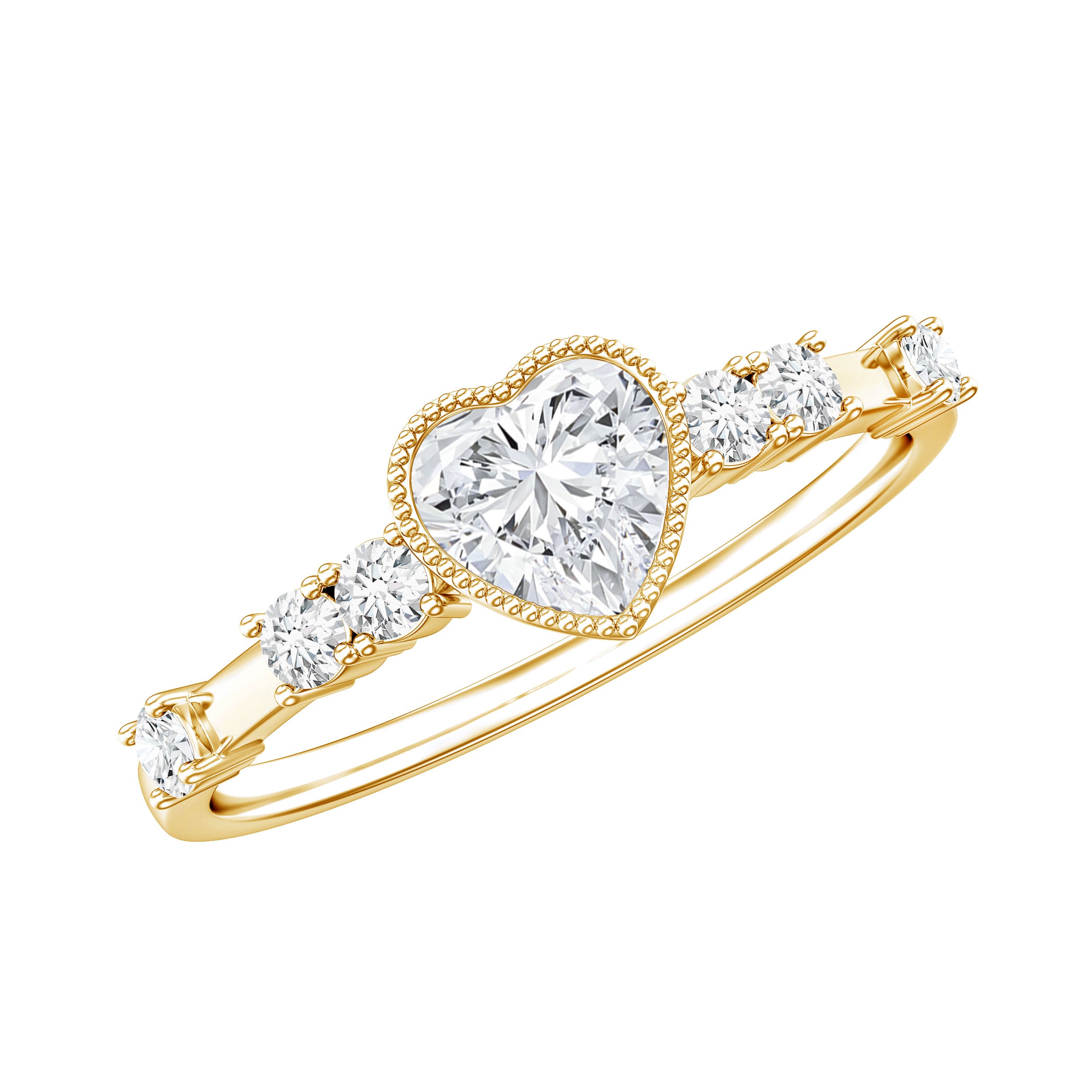 Bezel Set Lab Grown Diamond Heart Shaped Engagement Ring Lab - ( EF-VS ) - Rosec Jewels
