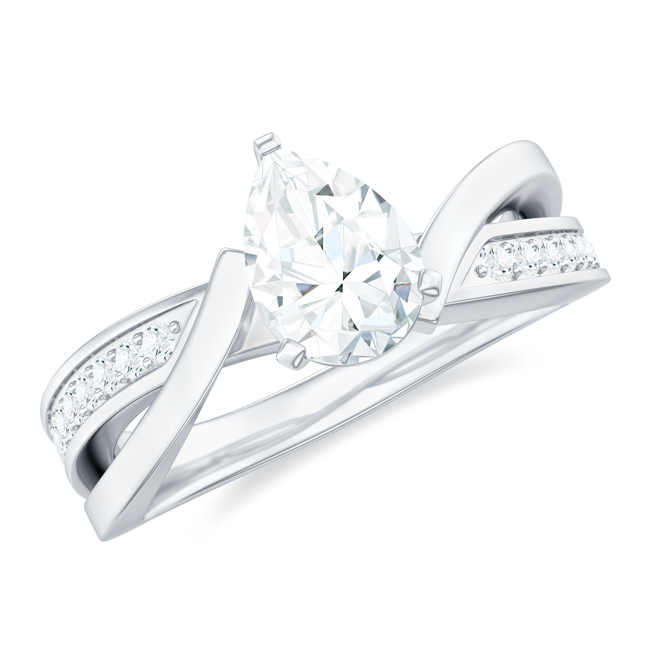 Certified Lab Grown Diamond 5X7 MM Pear Shaped Engagement Ring Lab - ( EF-VS ) - Rosec Jewels