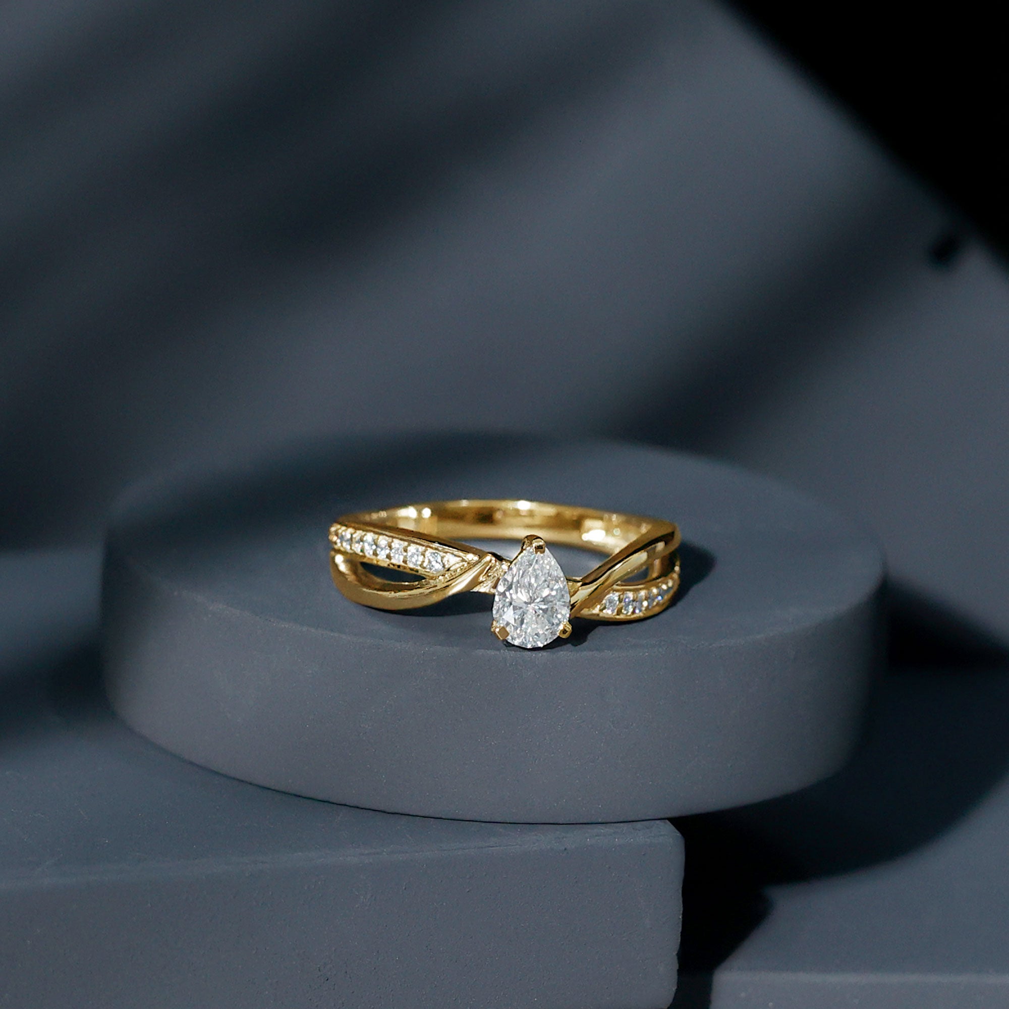 Certified Lab Grown Diamond 5X7 MM Pear Shaped Engagement Ring Lab - ( EF-VS ) - Rosec Jewels