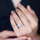 Lab Grown Diamond Teardrop Halo Engagement Ring For Women Lab - ( EF-VS ) - Rosec Jewels