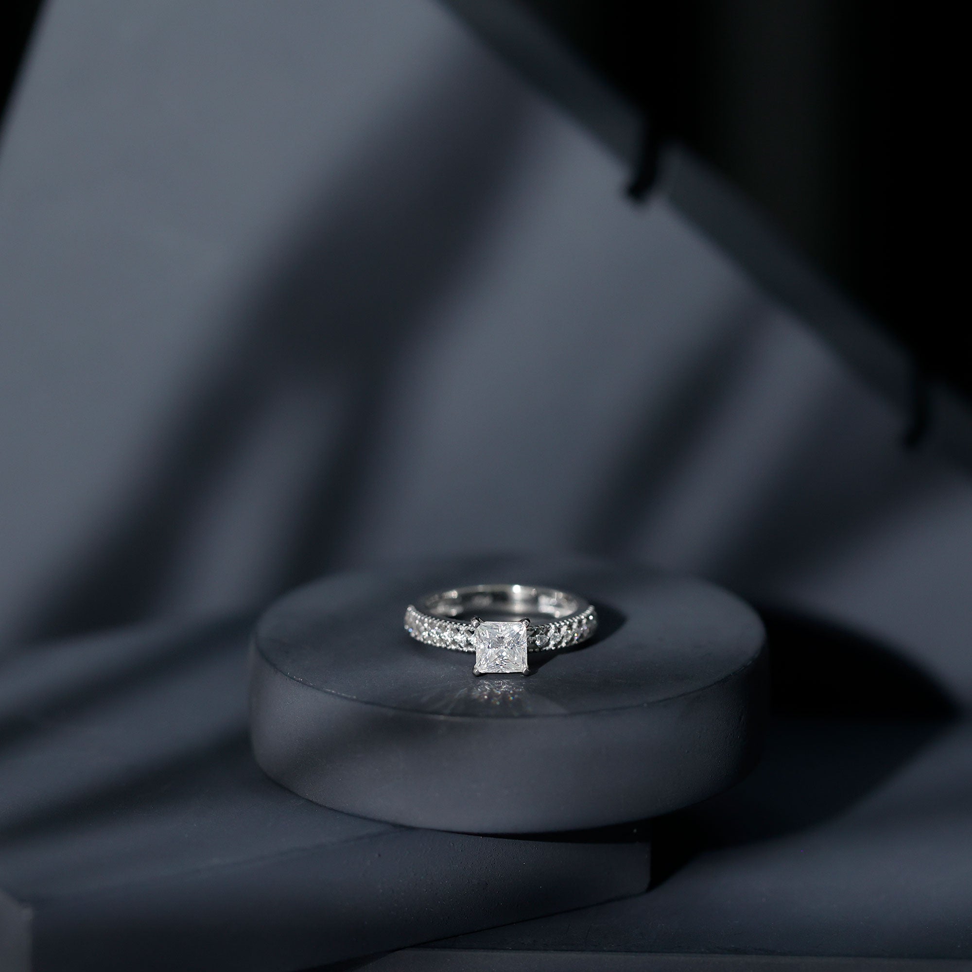 Certified Lab Grown Diamond 5 MM Princess Cut Engagement Ring For Women Lab - ( EF-VS ) - Rosec Jewels