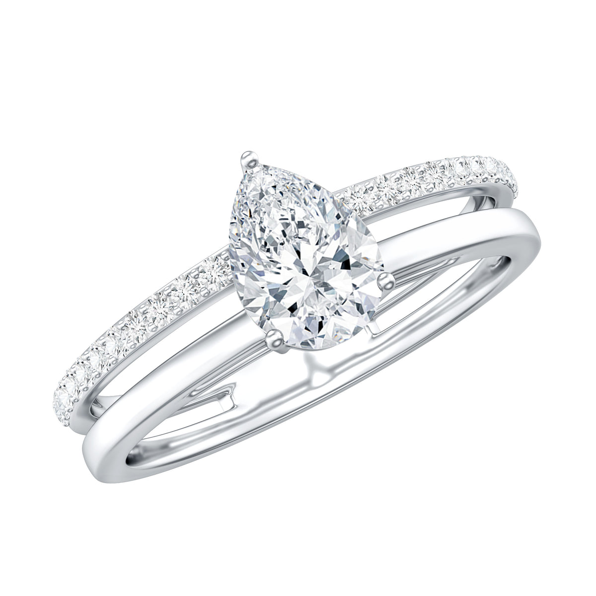 Lab Grown Diamond Pear Shaped Solitaire Engagement Ring Lab - ( EF-VS ) - Rosec Jewels