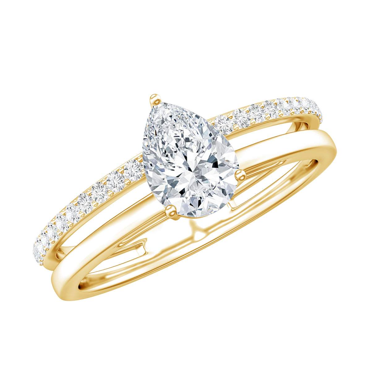 Lab Grown Diamond Pear Shaped Solitaire Engagement Ring Lab - ( EF-VS ) - Rosec Jewels