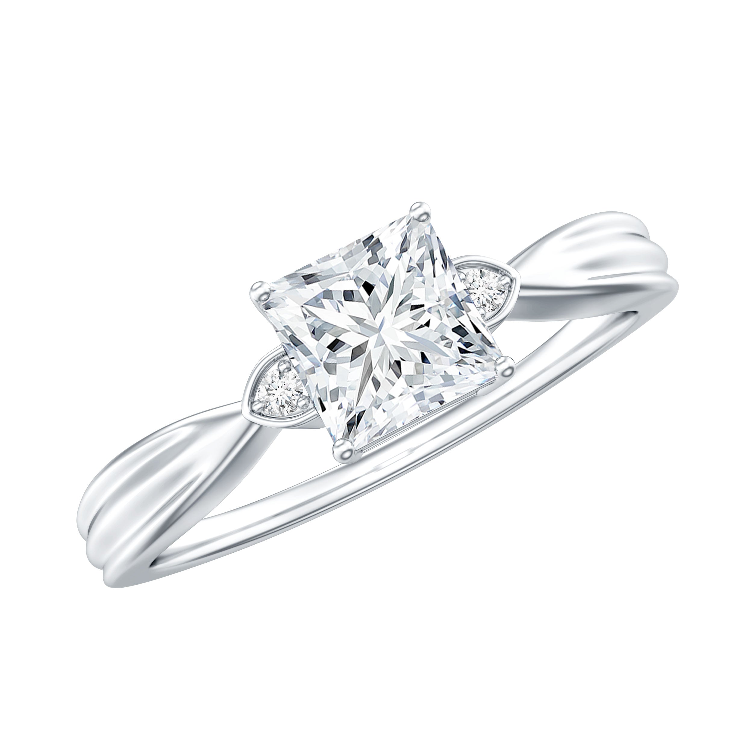 5 MM Princess Cut Lab Grown Diamond Solitaire Promise Ring Lab - ( EF-VS ) - Rosec Jewels