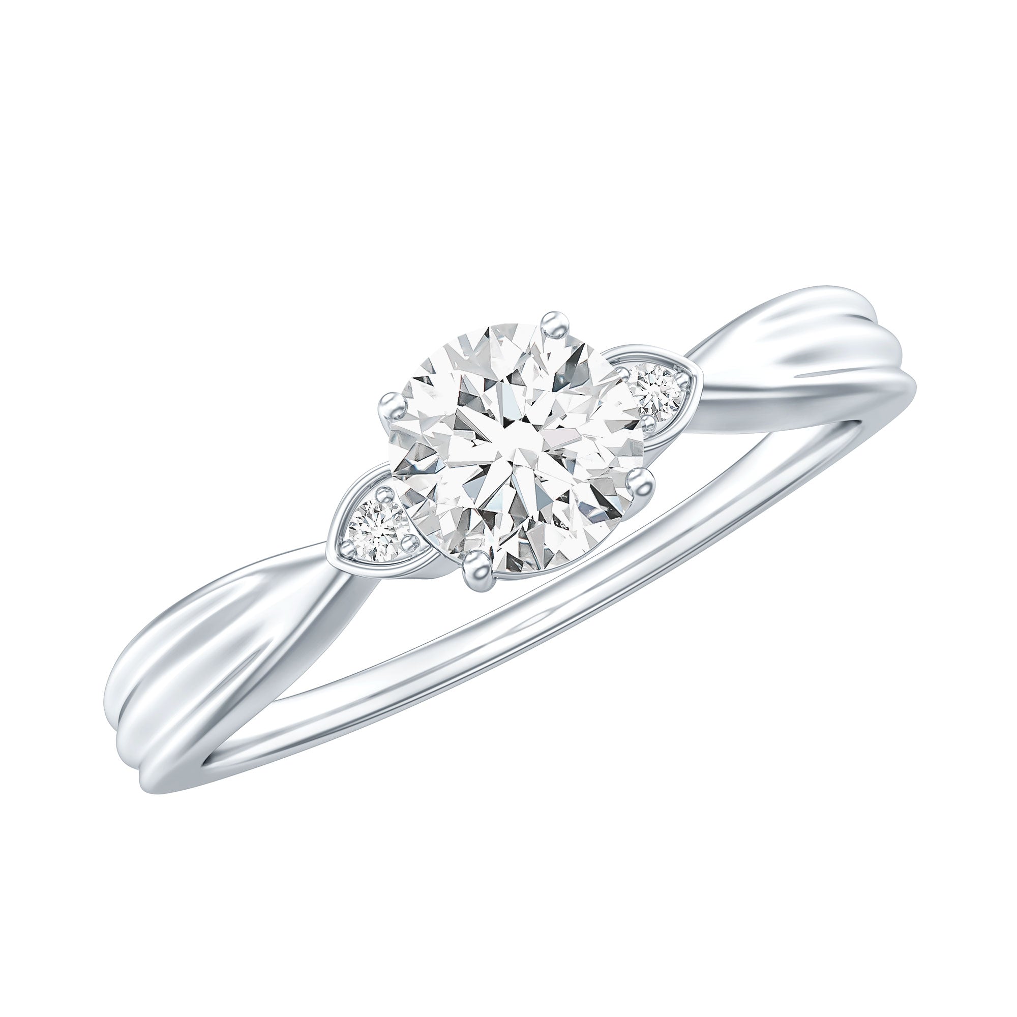 Certified Lab Grown Diamond 6 MM Solitaire Promise Ring Lab - ( EF-VS ) - Rosec Jewels