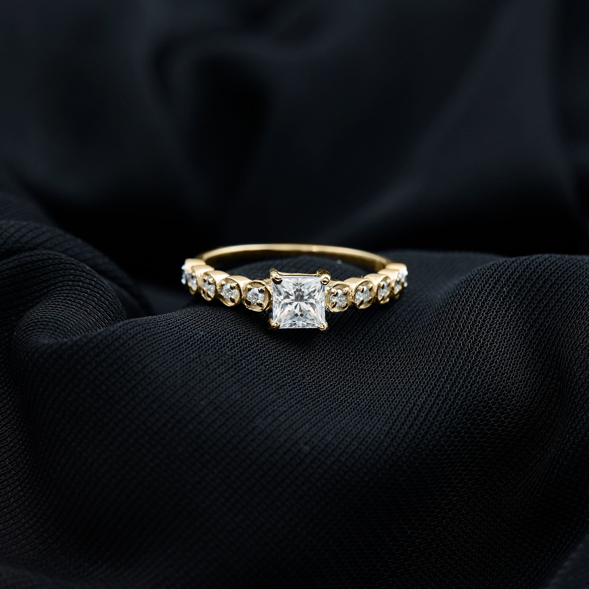 Rosec Jewels-Lab Grown Diamond 5 MM Princess Cut Engagement Ring With Side Stones