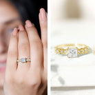 Rosec Jewels-Lab Grown Diamond 5 MM Princess Cut Engagement Ring With Side Stones