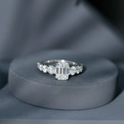 Rosec Jewels-Lab Grown Diamond 6X8 MM Emerald Cut Engagement Ring With Side Stones