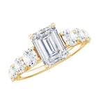 Rosec Jewels-Lab Grown Diamond 6X8 MM Emerald Cut Engagement Ring With Side Stones