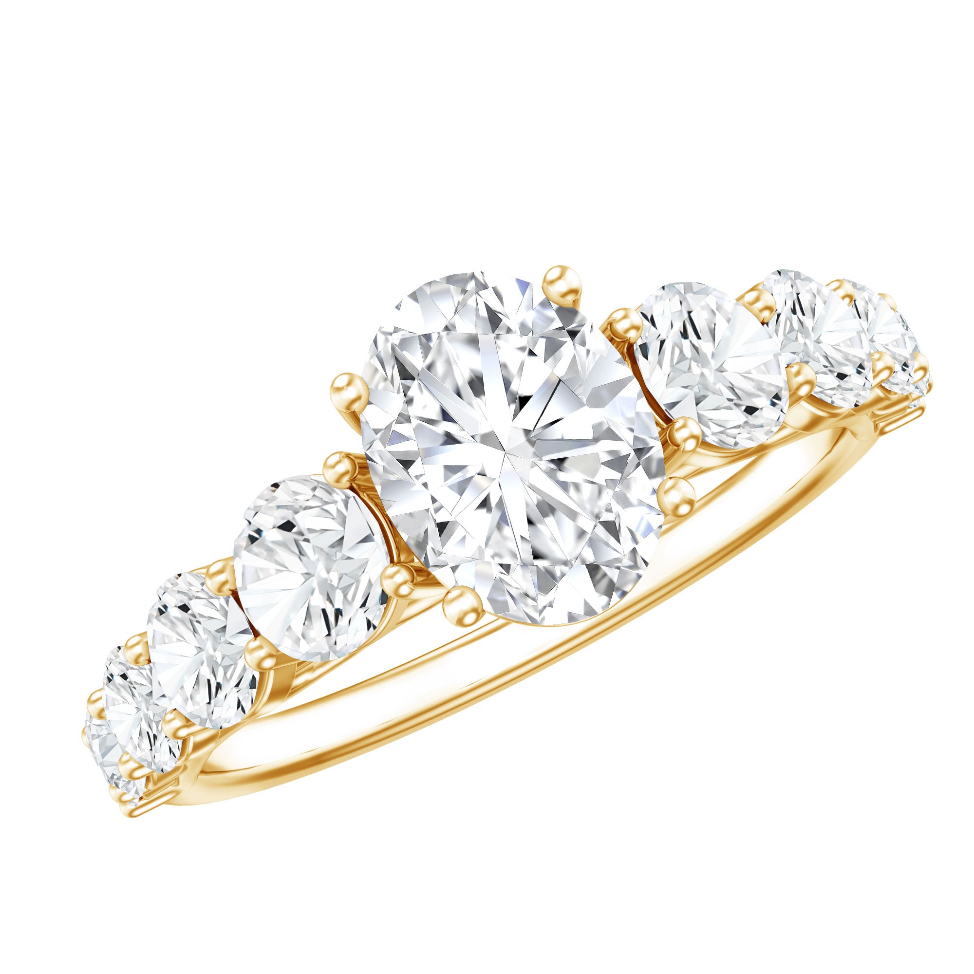 Rosec Jewels-Lab Grown 1.2 Carat Diamond Oval Engagement Ring With Side Stones