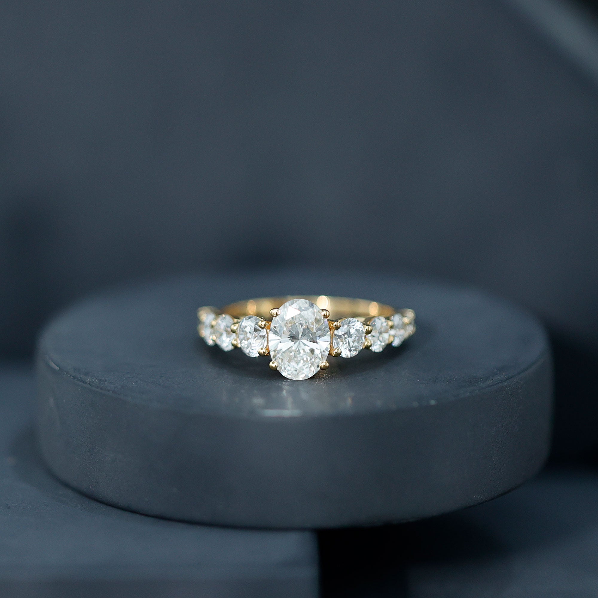 Rosec Jewels-Lab Grown 1.2 Carat Diamond Oval Engagement Ring With Side Stones