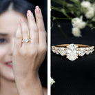 Lab Grown 1.2 Carat Diamond Oval Engagement Ring With Side Stones Lab - ( EF-VS ) - Rosec Jewels