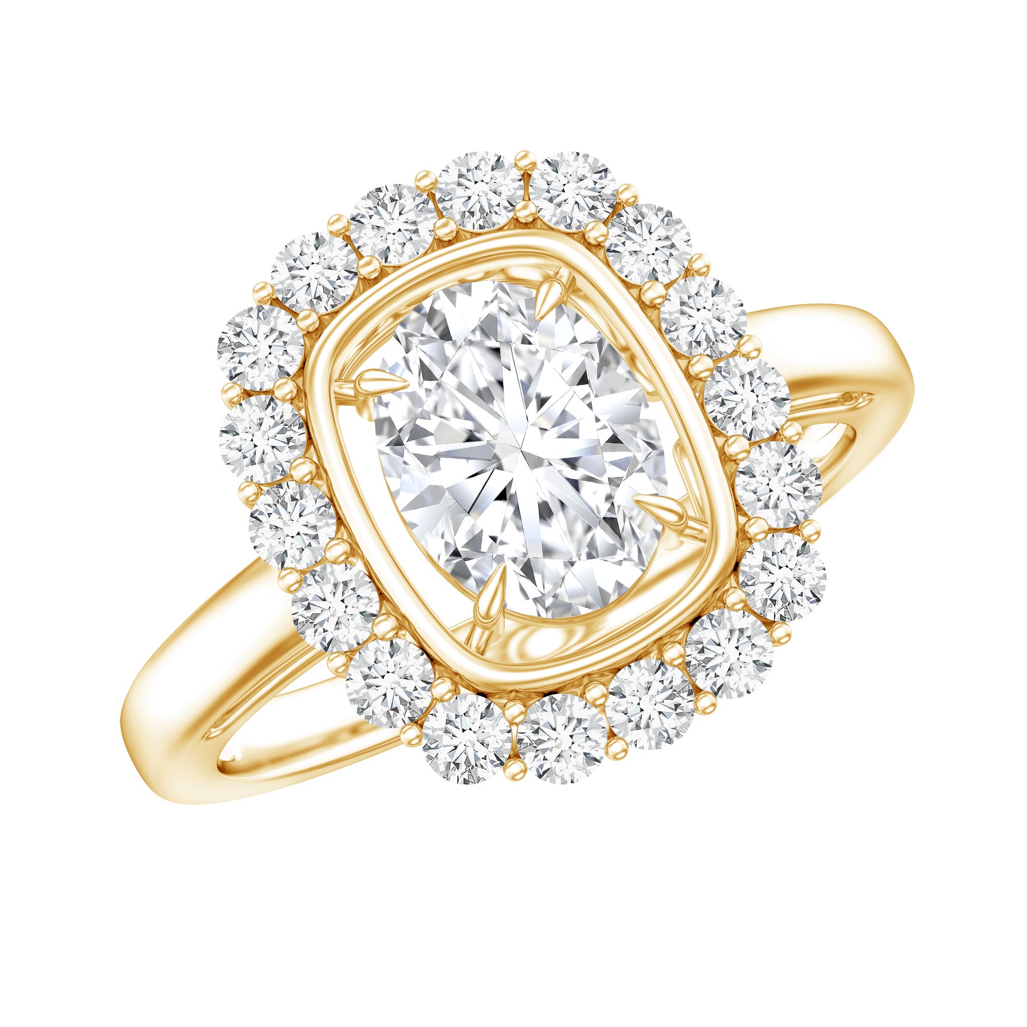 Rosec Jewels-Certified 6X8 MM Oval Lab Grown Diamond Halo Engagement Ring