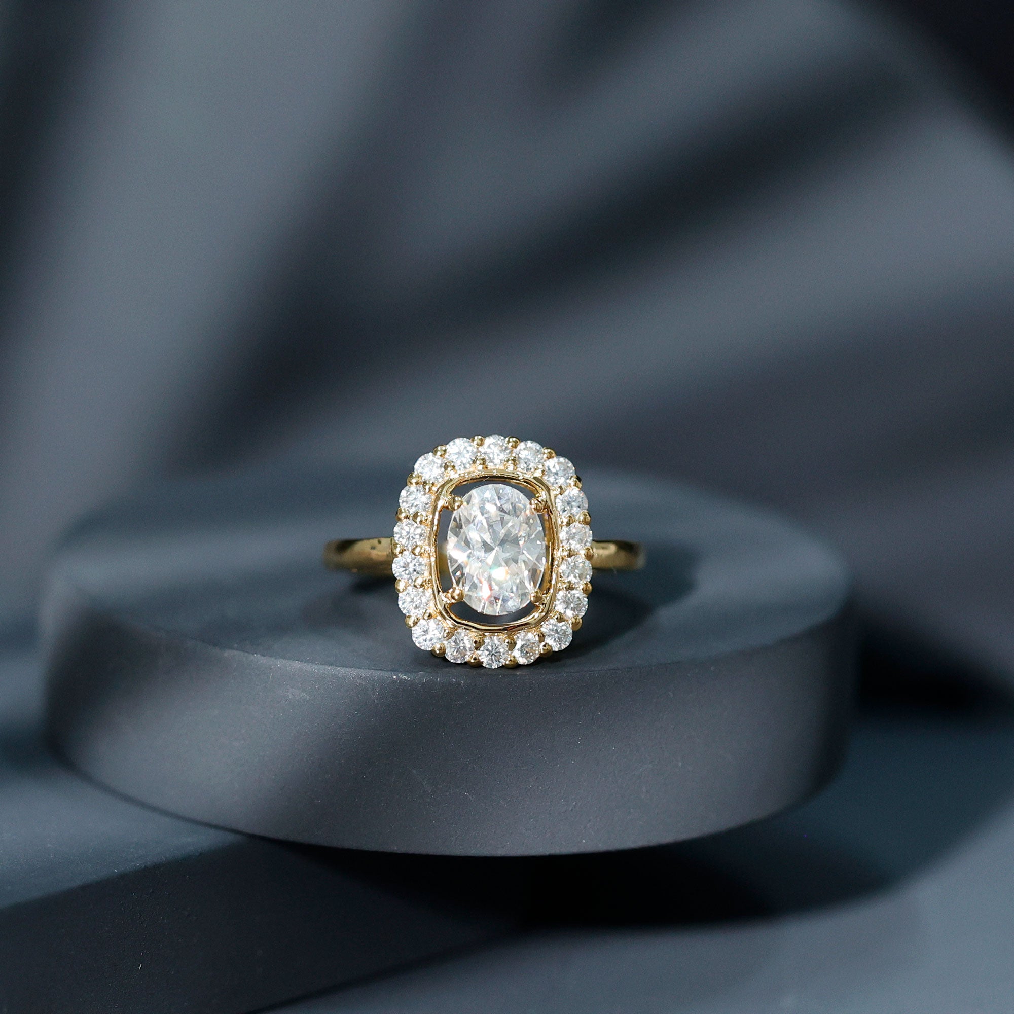Rosec Jewels-Certified 6X8 MM Oval Lab Grown Diamond Halo Engagement Ring