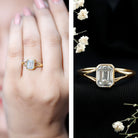 Certified Lab Grown Diamond 6X8 MM Emerald Cut Engagement Ring Lab - ( EF-VS ) - Rosec Jewels