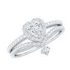 Certified 5 MM Lab Grown Diamond Heart Bridal Ring Set Lab - ( EF-VS ) - Rosec Jewels