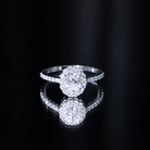 Lab Grown Diamond 6X8MM Oval Halo Engagement Ring With Side Stones Lab - ( EF-VS ) - Rosec Jewels