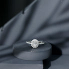 Lab Grown Diamond 6X8MM Oval Halo Engagement Ring With Side Stones Lab - ( EF-VS ) - Rosec Jewels