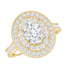 Certified 6X8 MM Oval Lab Grown Diamond Double Halo Engagement Ring Lab - ( EF-VS ) - Rosec Jewels