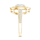 Certified 6X8 MM Oval Lab Grown Diamond Double Halo Engagement Ring Lab - ( EF-VS ) - Rosec Jewels