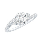 Lab Grown Diamond 6 MM Solitaire Engagement Ring With Side Stones Lab - ( EF-VS ) - Rosec Jewels