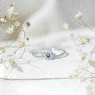 Lab Grown Diamond 6 MM Solitaire Engagement Ring With Side Stones Lab - ( EF-VS ) - Rosec Jewels