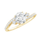 Lab Grown Diamond 6 MM Solitaire Engagement Ring With Side Stones Lab - ( EF-VS ) - Rosec Jewels