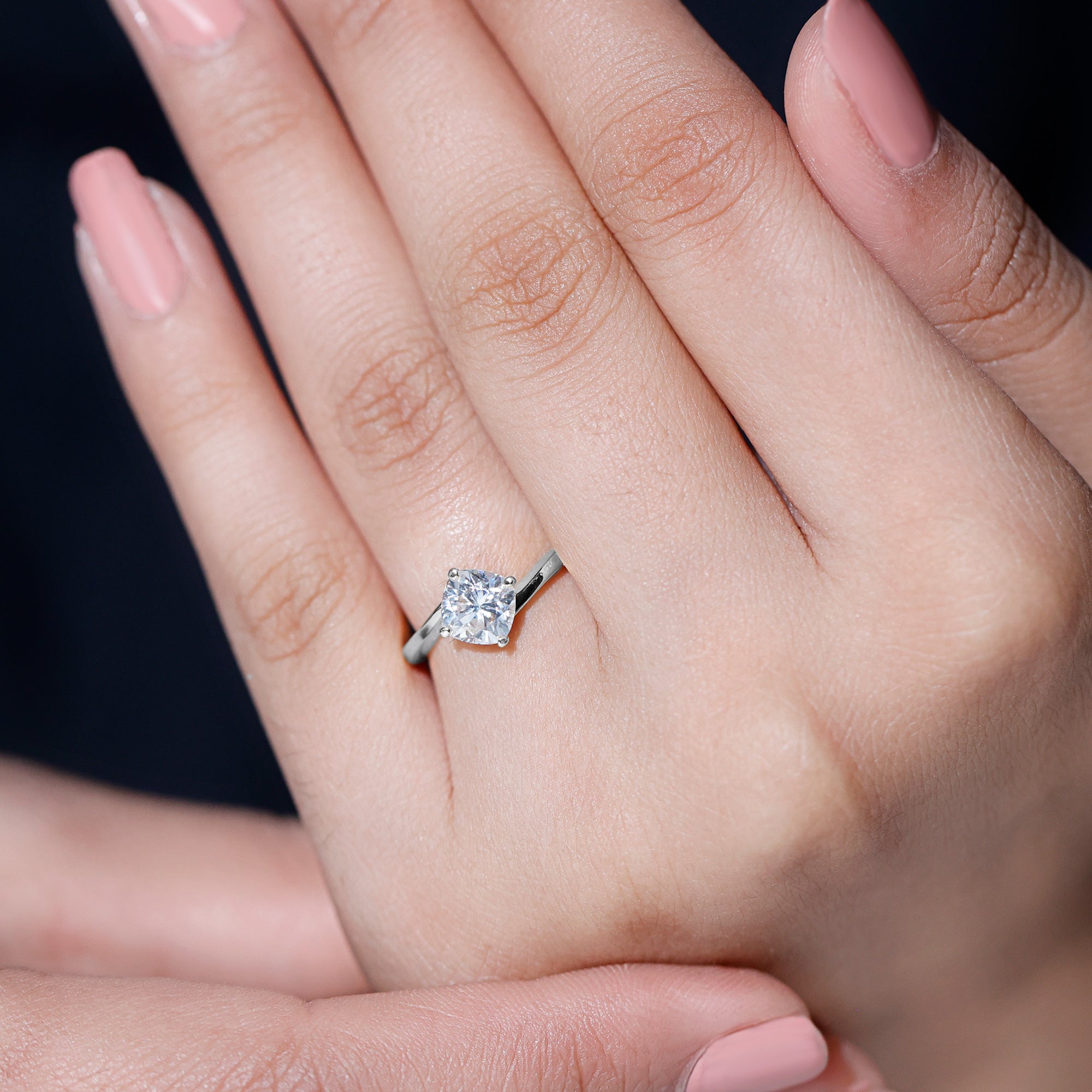 Certified 6 MM Cushion Lab Grown Diamond Solitaire Engagement Ring Lab - ( EF-VS ) - Rosec Jewels