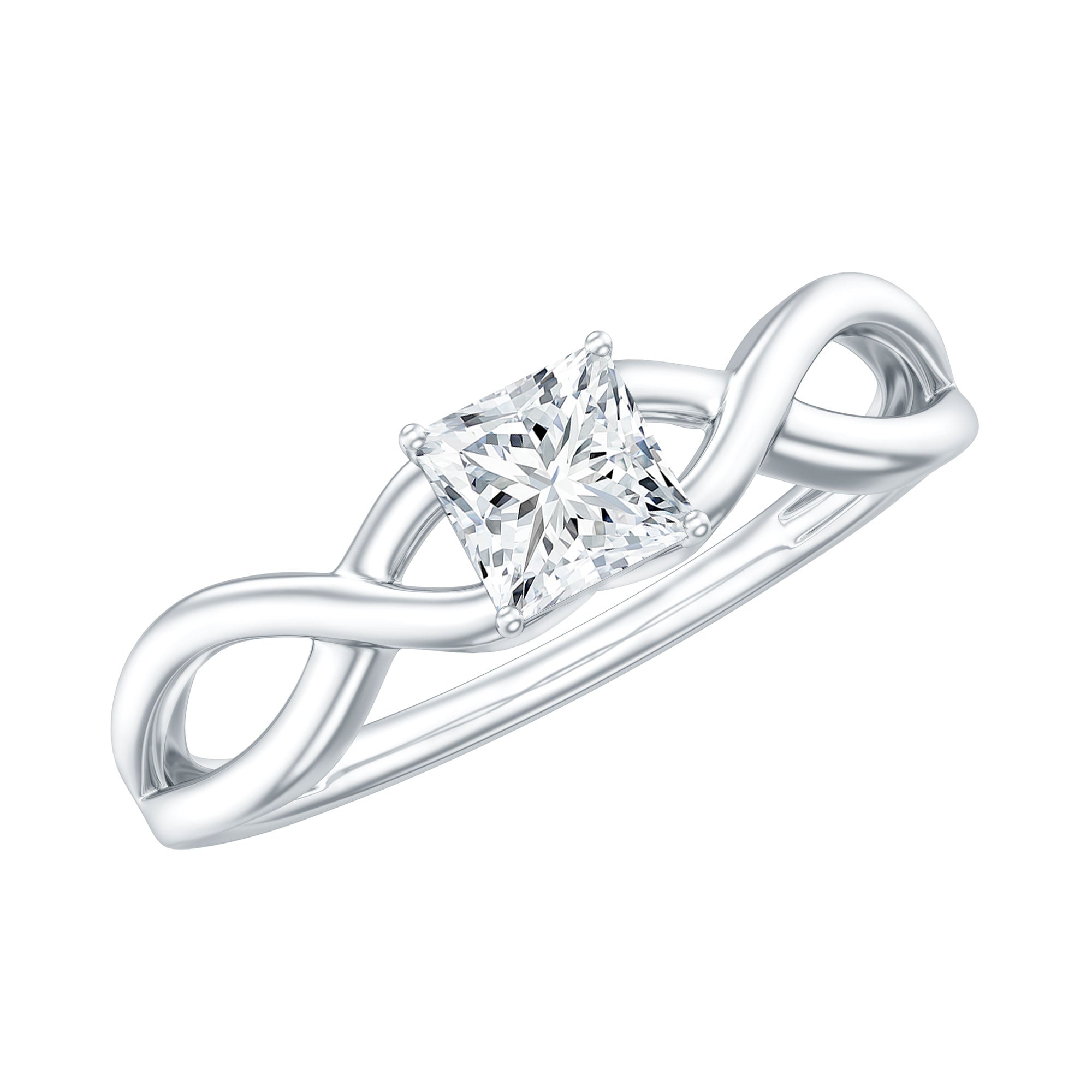 Certified Lab Princess Cut Diamond Infinity Promise Ring Lab - ( EF-VS ) - Rosec Jewels