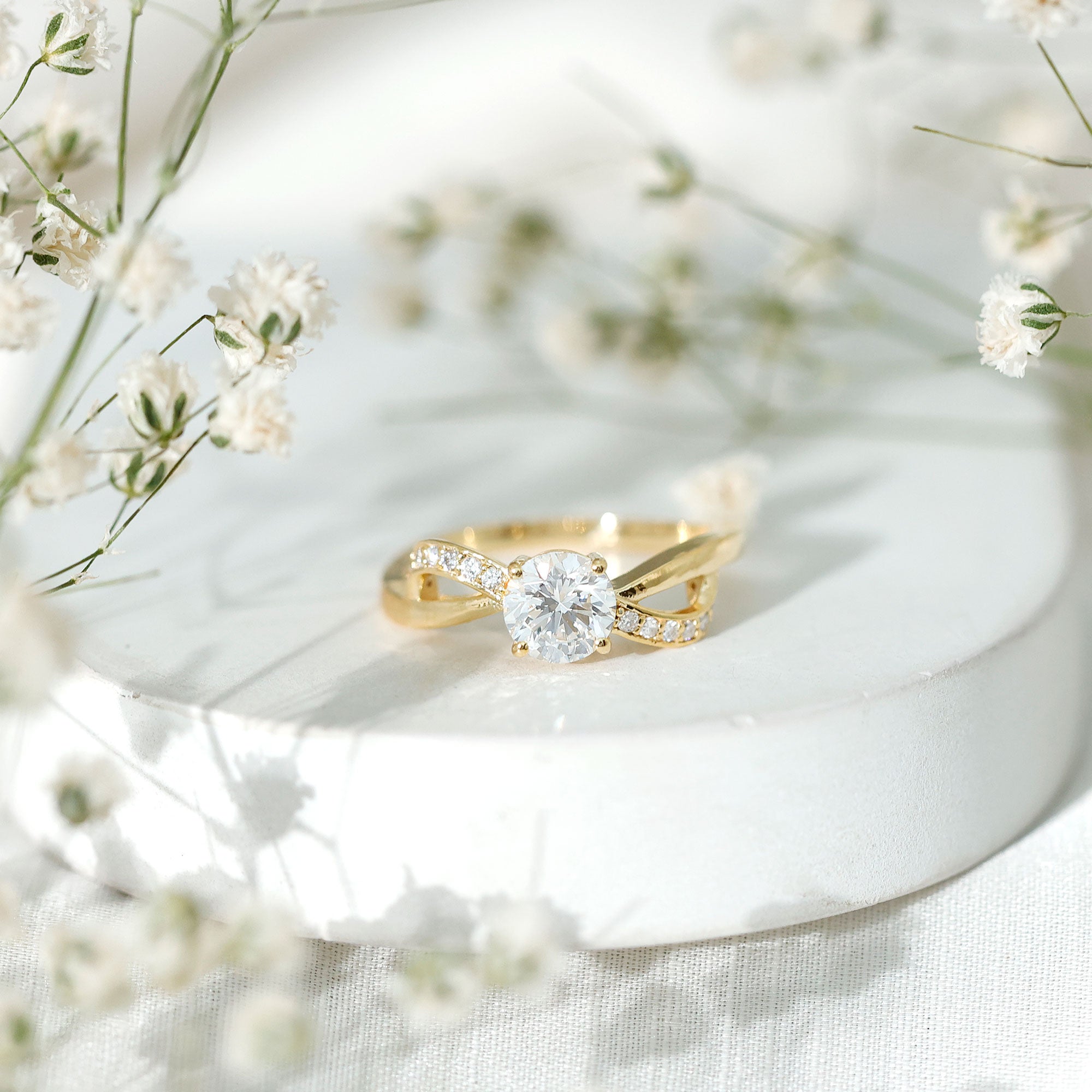 Certified 6 MM Lab Grown Diamond Prong Set Twisted Engagement Ring Lab - ( EF-VS ) - Rosec Jewels