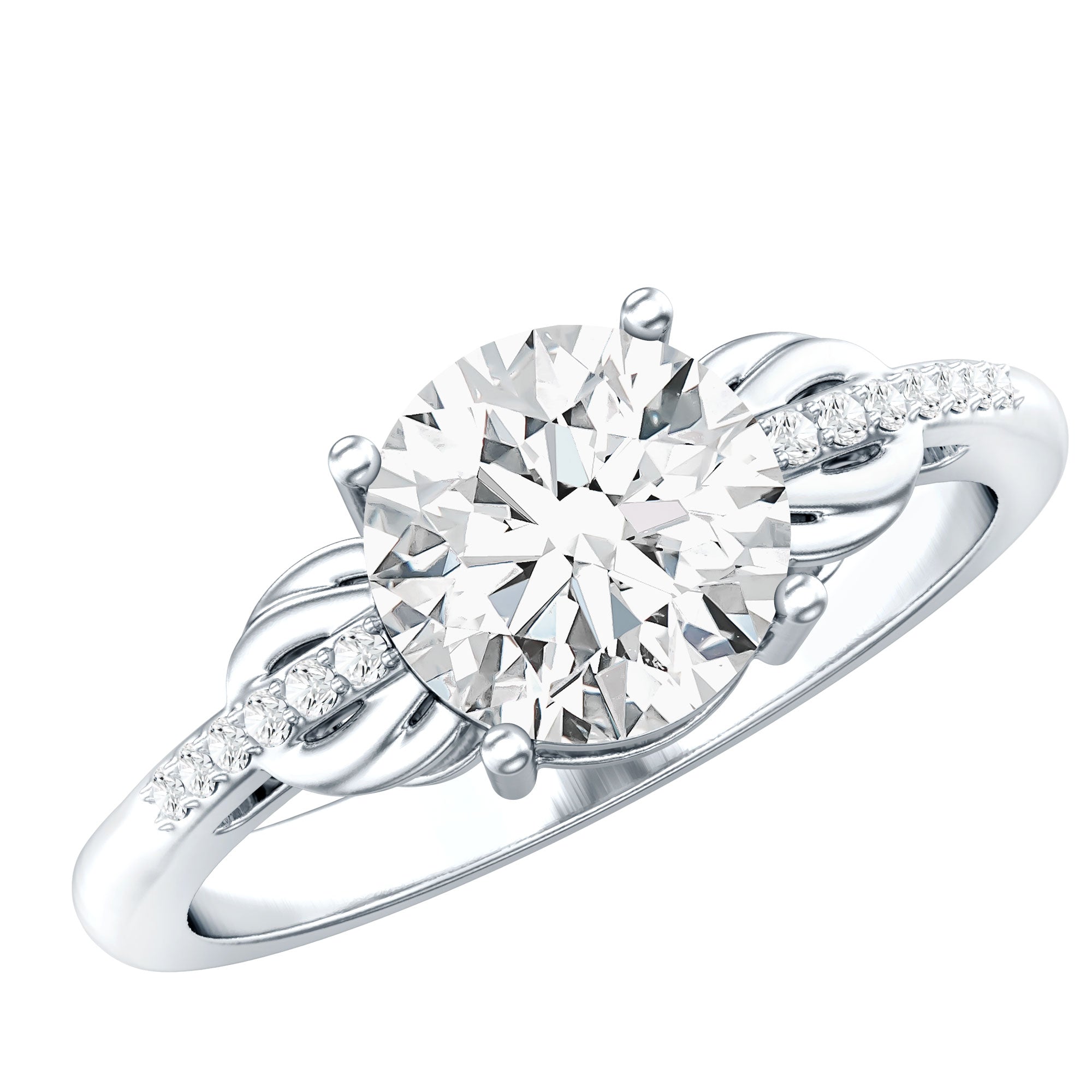 Certified 8 MM Round Lab Grown Diamond Unique Engagement Ring Lab - ( EF-VS ) - Rosec Jewels