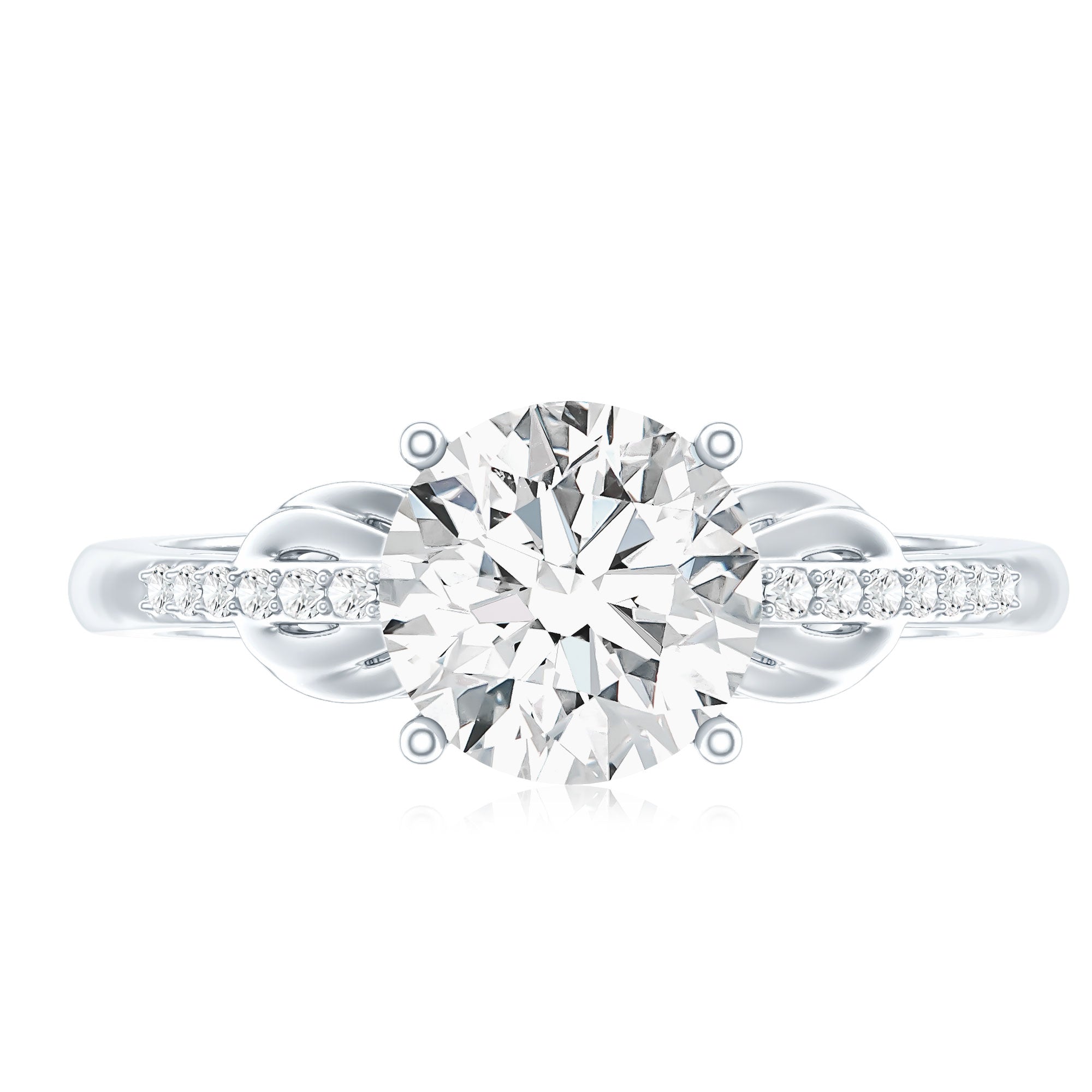 Certified 8 MM Round Lab Grown Diamond Unique Engagement Ring Lab - ( EF-VS ) - Rosec Jewels
