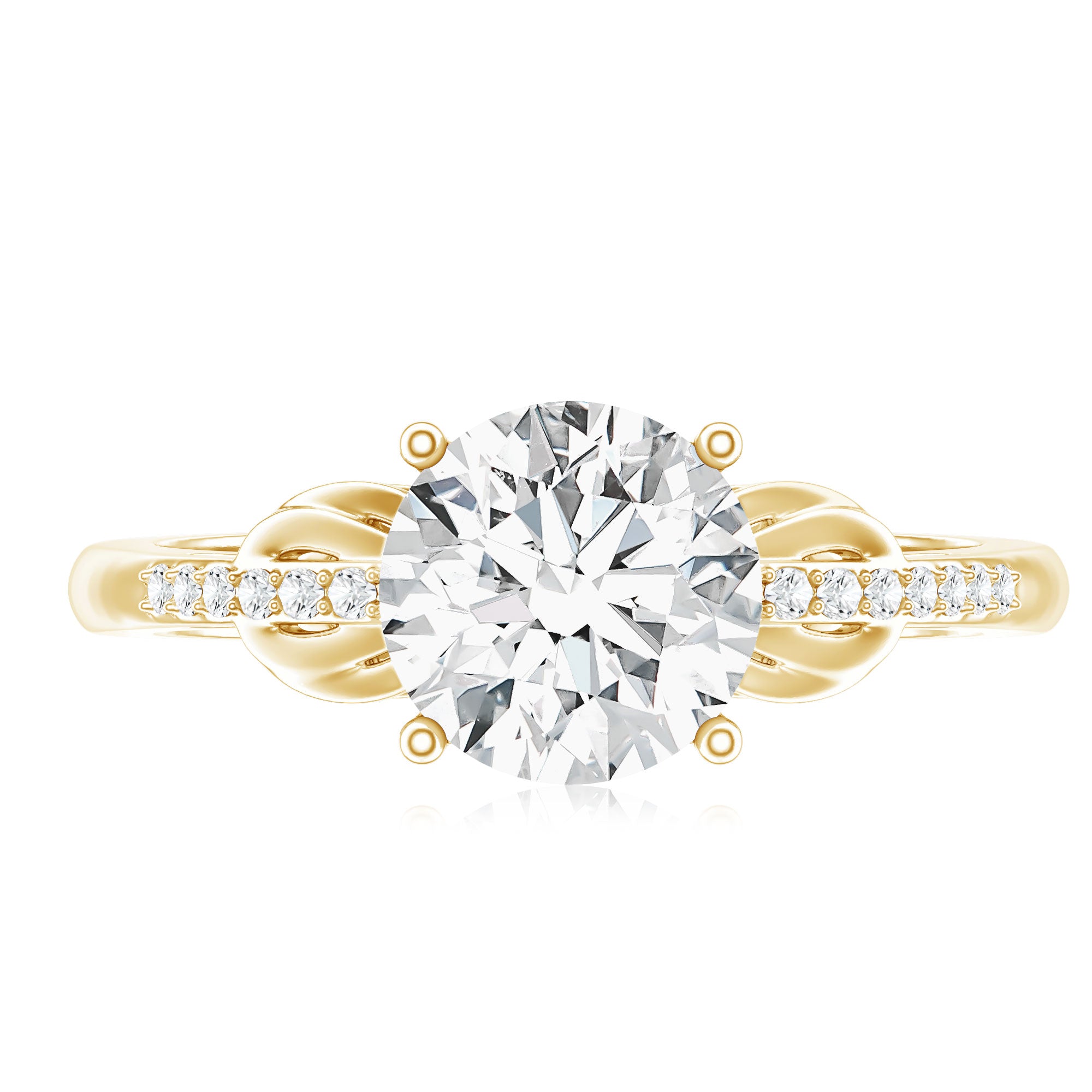 Certified 8 MM Round Lab Grown Diamond Unique Engagement Ring Lab - ( EF-VS ) - Rosec Jewels