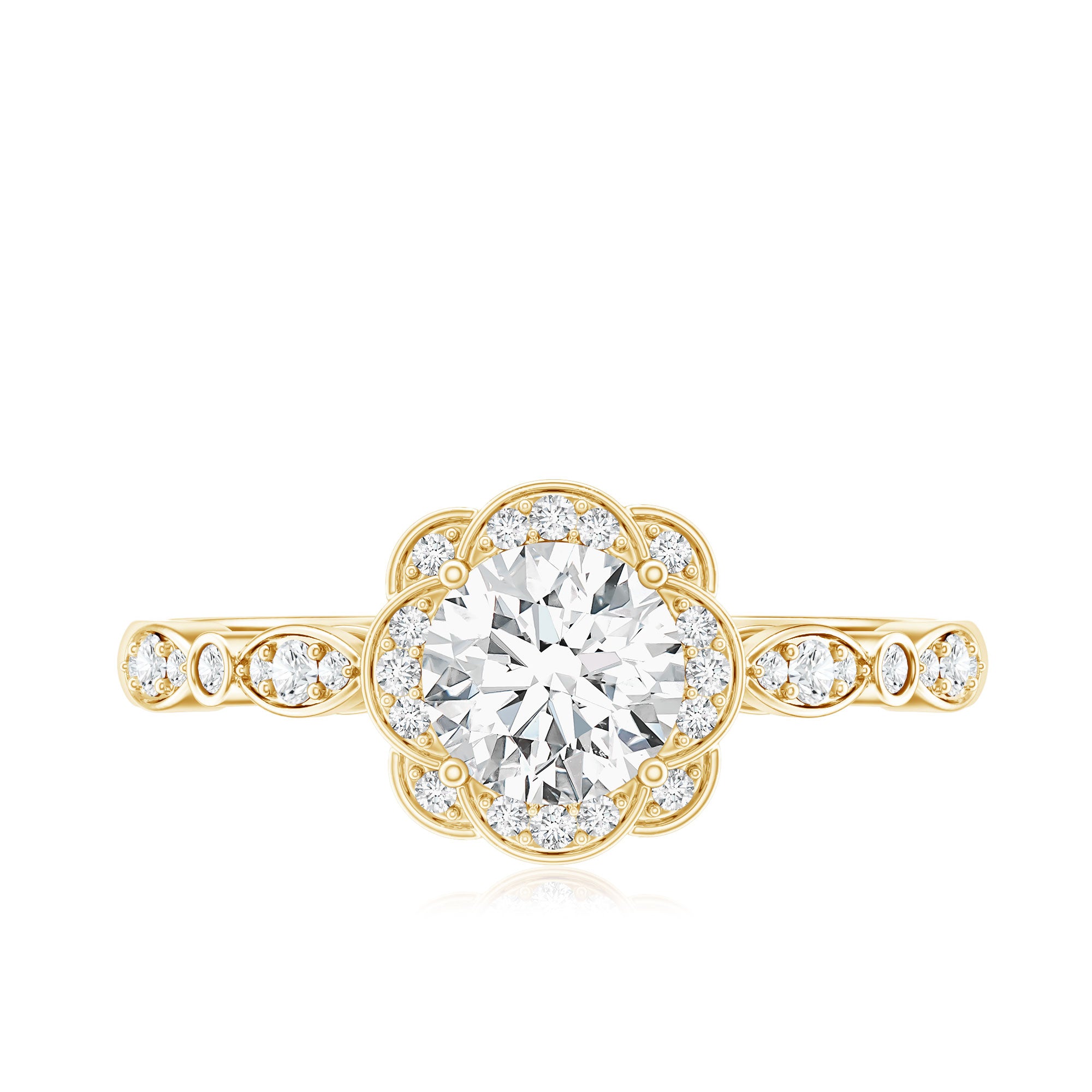 Certified 6MM Lab Grown Diamond Nature Engagement Ring Lab - ( EF-VS ) - Rosec Jewels