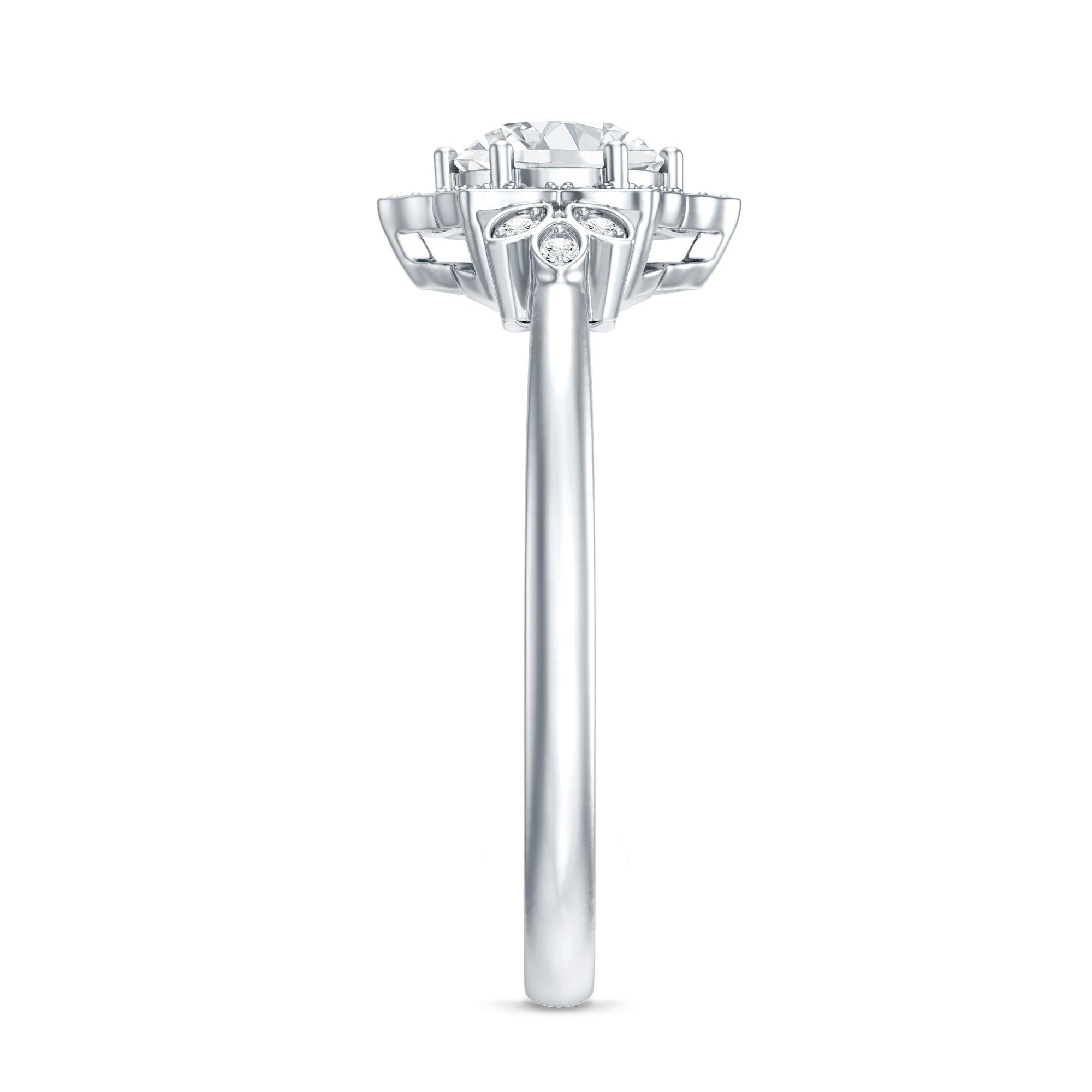 Rosec Jewels-Certified Lab Grown Diamond Art Deco Flower Engagement Ring