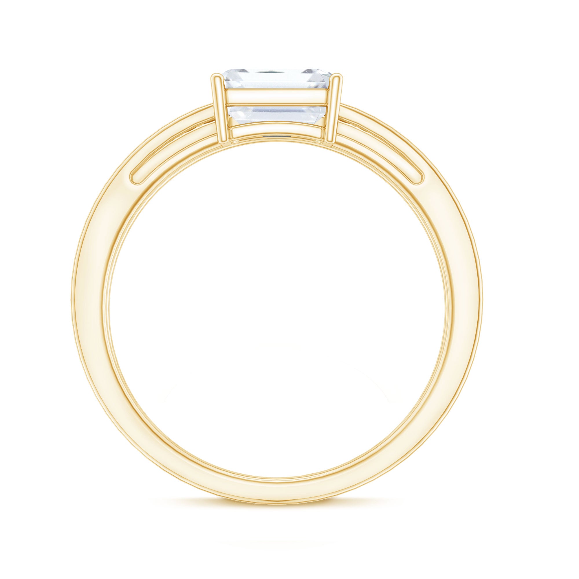 Rosec Jewels-Lab Grown Diamond 6X8MM Emerald Cut Engagement Ring With Diamond Studded Shank