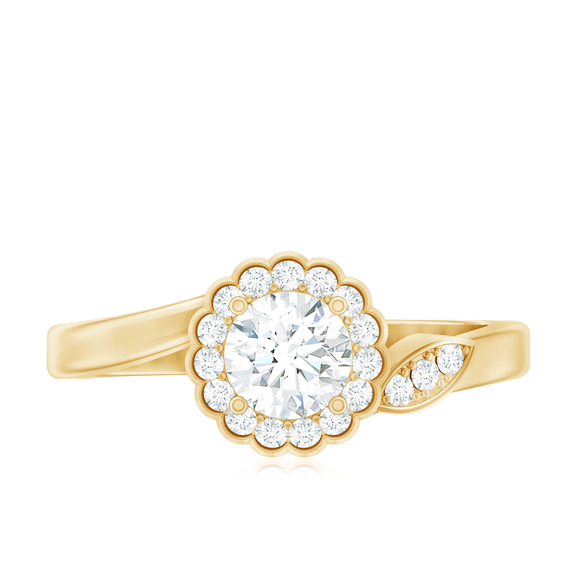 Certified 5 MM Lab Grown Diamond Floral Engagement Ring Lab - ( EF-VS ) - Rosec Jewels