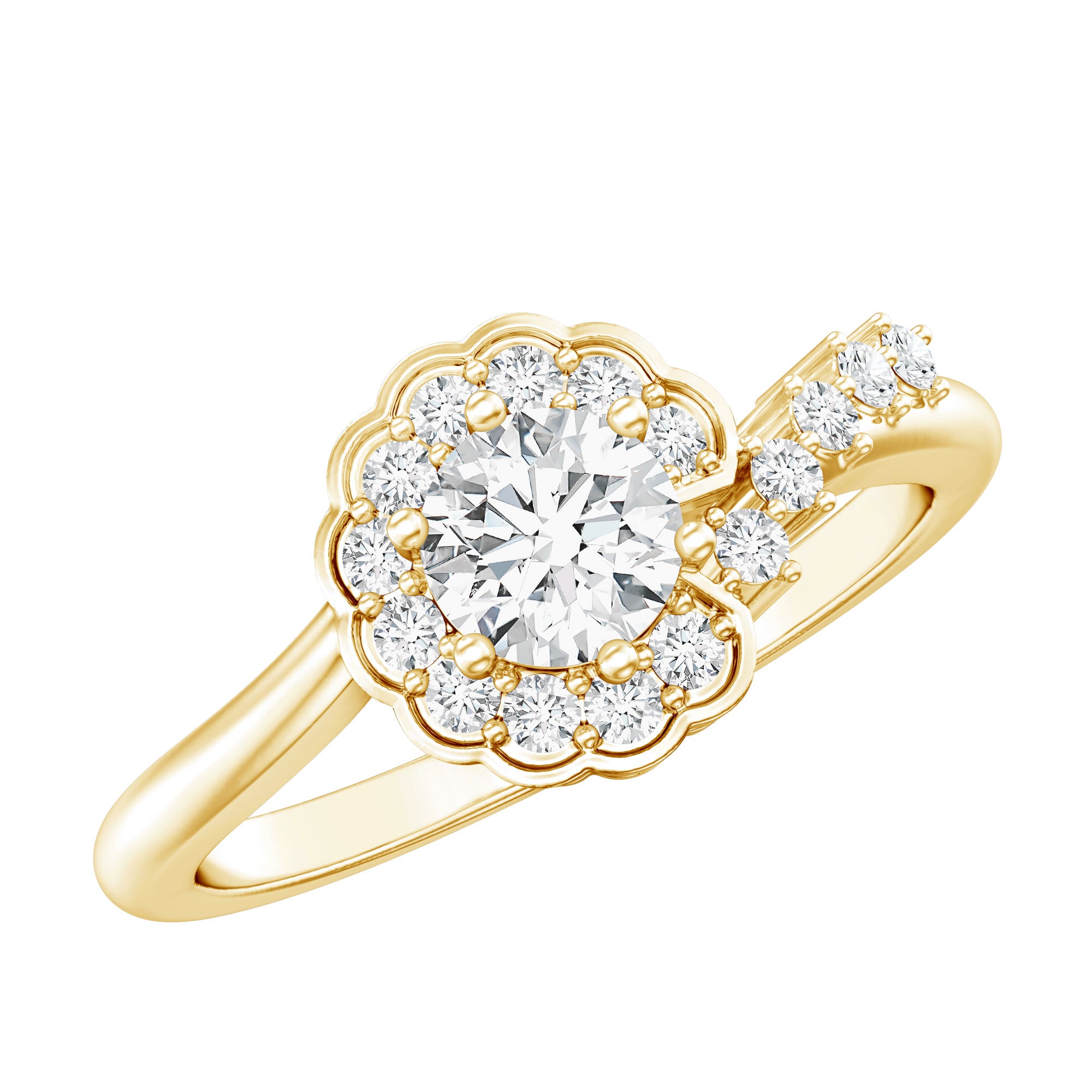 Rosec Jewels-Certified 5 MM Lab Grown Diamond Nature Inspired Engagement Ring
