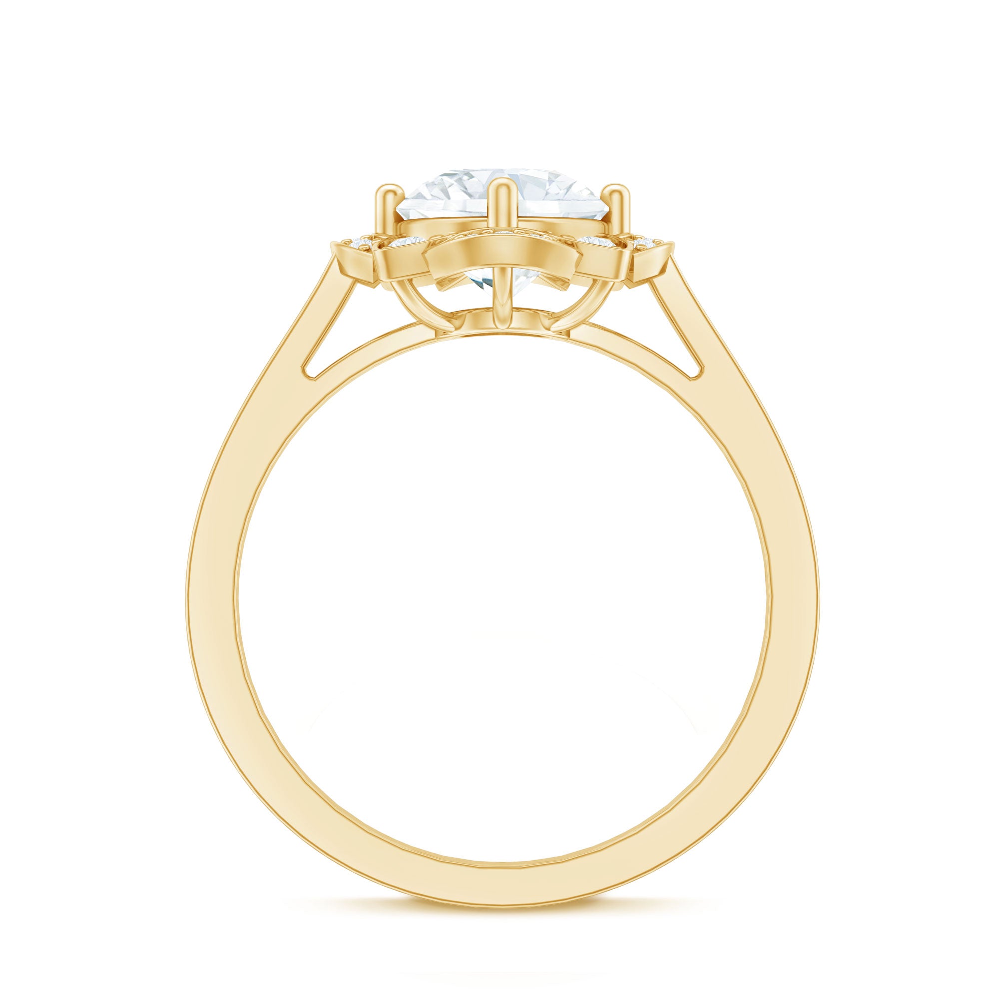 8 MM Lab Grown Diamond Vintage Engagement Ring With Diamond Studded Shank Lab - ( EF-VS ) - Rosec Jewels