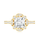 8 MM Lab Grown Diamond Vintage Engagement Ring With Diamond Studded Shank Lab - ( EF-VS ) - Rosec Jewels