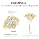 Lab Grown Diamond Art Deco Flower Engagement Ring Lab - ( EF-VS ) - Rosec Jewels