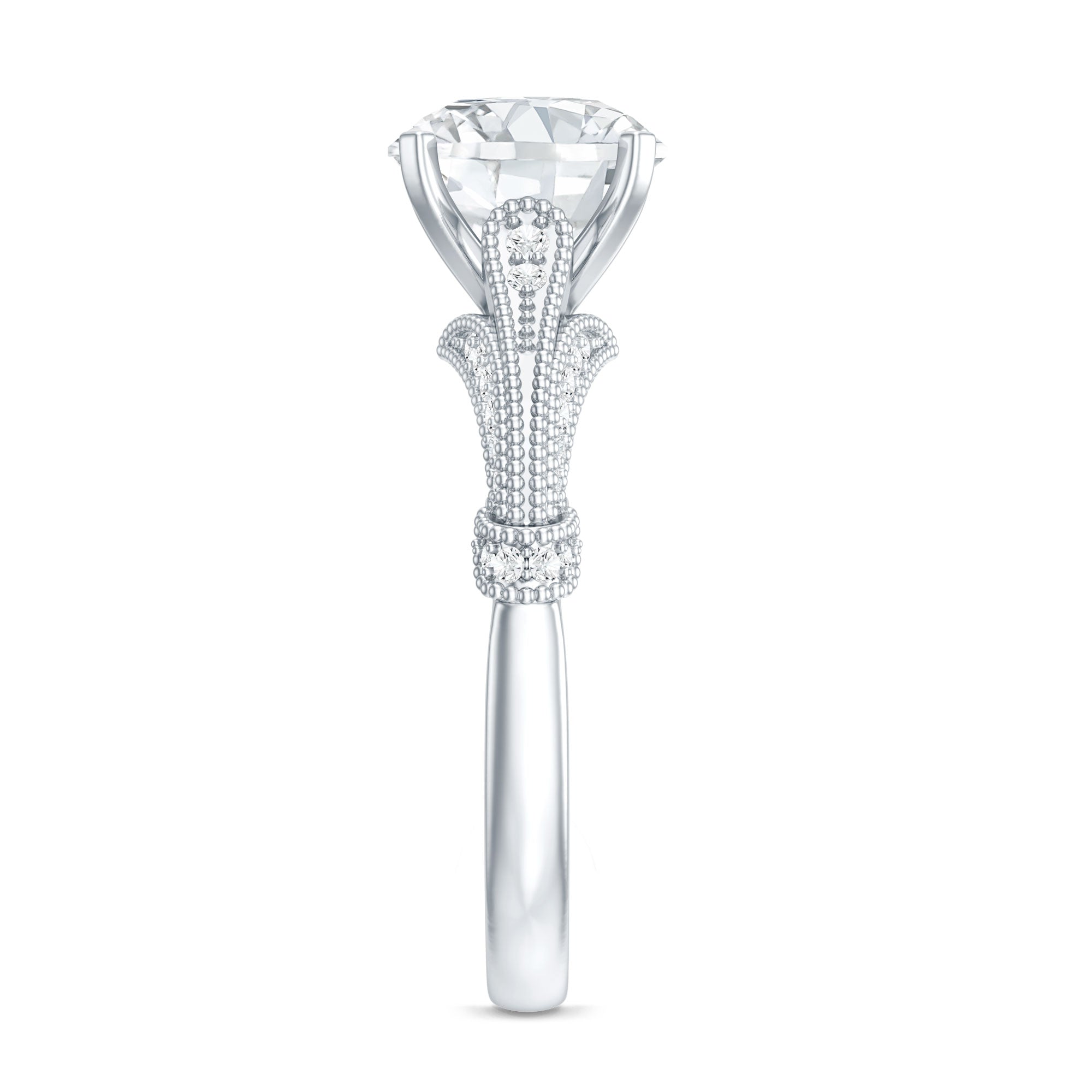 2 Carat Lab Grown Diamond Art Deco Solitaire Engagement Ring Lab - ( EF-VS ) - Rosec Jewels