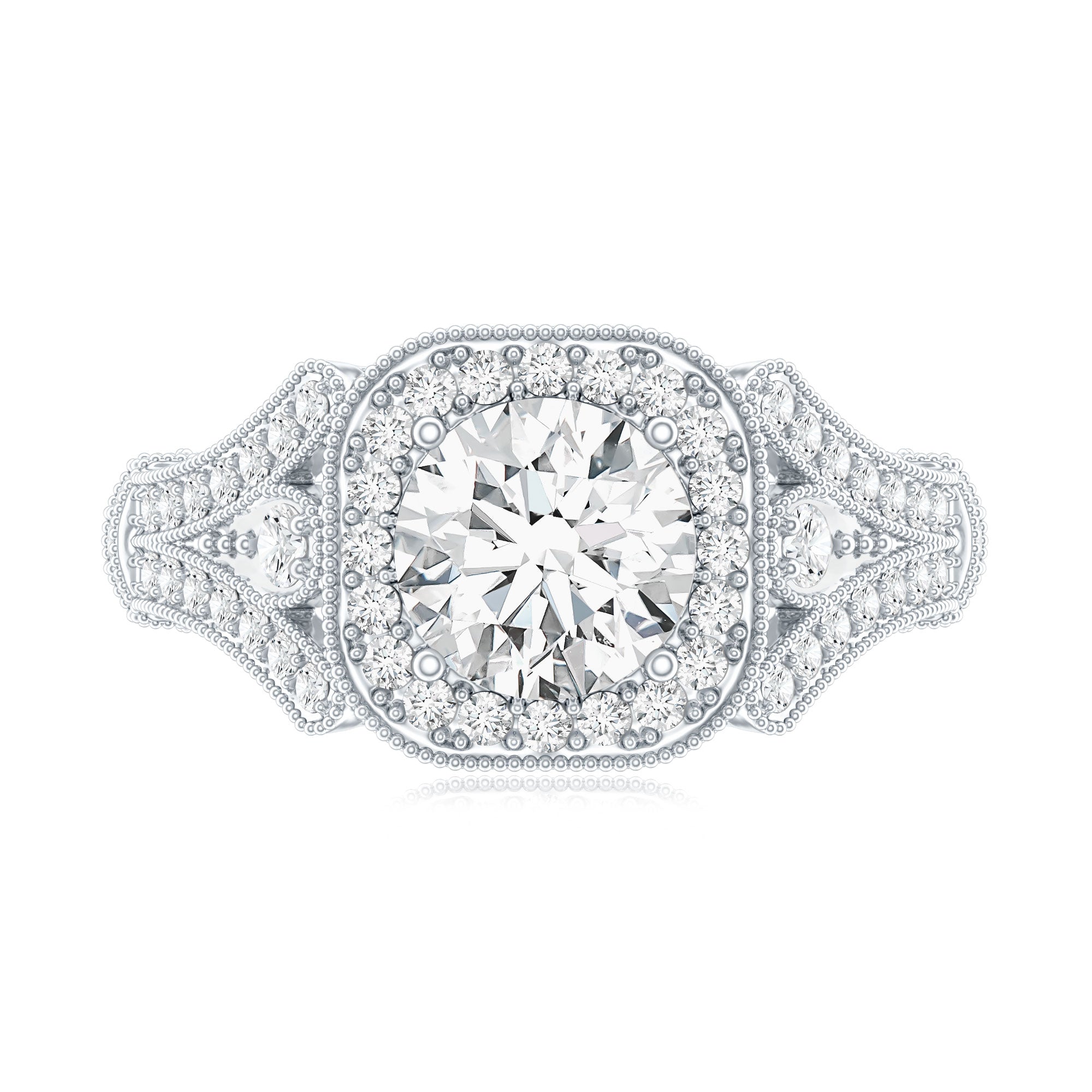 Rosec Jewels-Certified 7 MM Lab Grown Diamond Vintage Style Engagement Ring